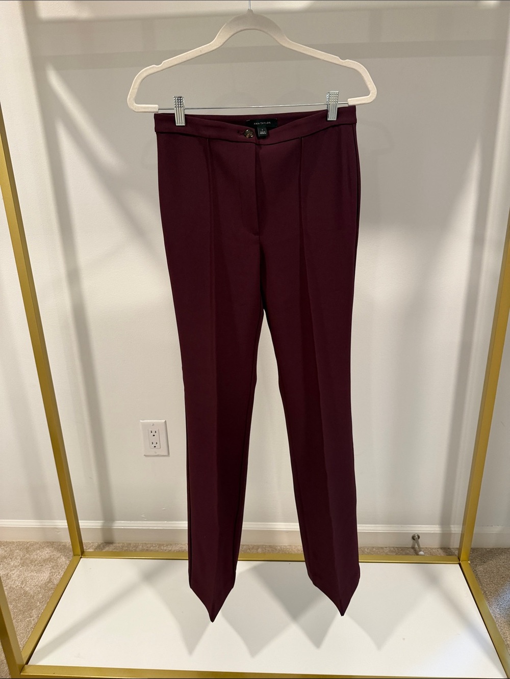 Ann Taylor Tailored High-Waist Wine Trousers